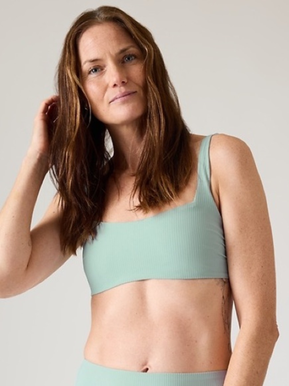Athleta Square Neck Rib Bra Cup Bikini Top
